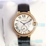 Replica Cartier Ballon Bleu De Men's Watch Yellow Gold Diamond Bezel 42mm